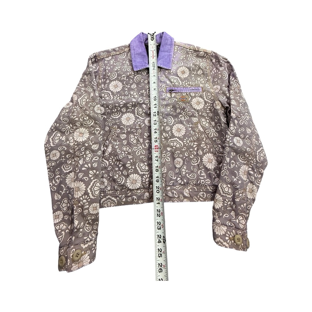 Dickies Eisenhower Jacket Womens Small Purple Floral Paisley Canvas Custom Dye - Picture 7 of 13
